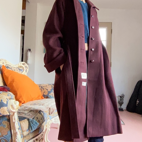 vintage Paul Levy Union made maroon wool winter coat - Picture 2 of 7